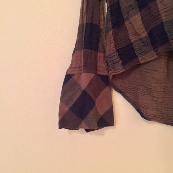 Anthropologie Cloth And Stone Plaid Top - Picture 2 of 3